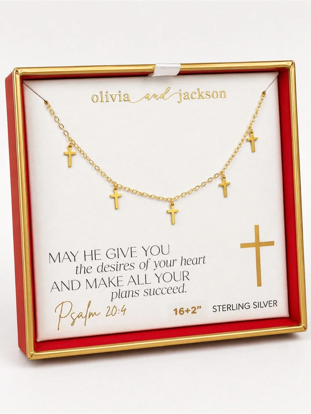 Olivia and Jackson Gold Plated Sterling Silver Cross Necklace